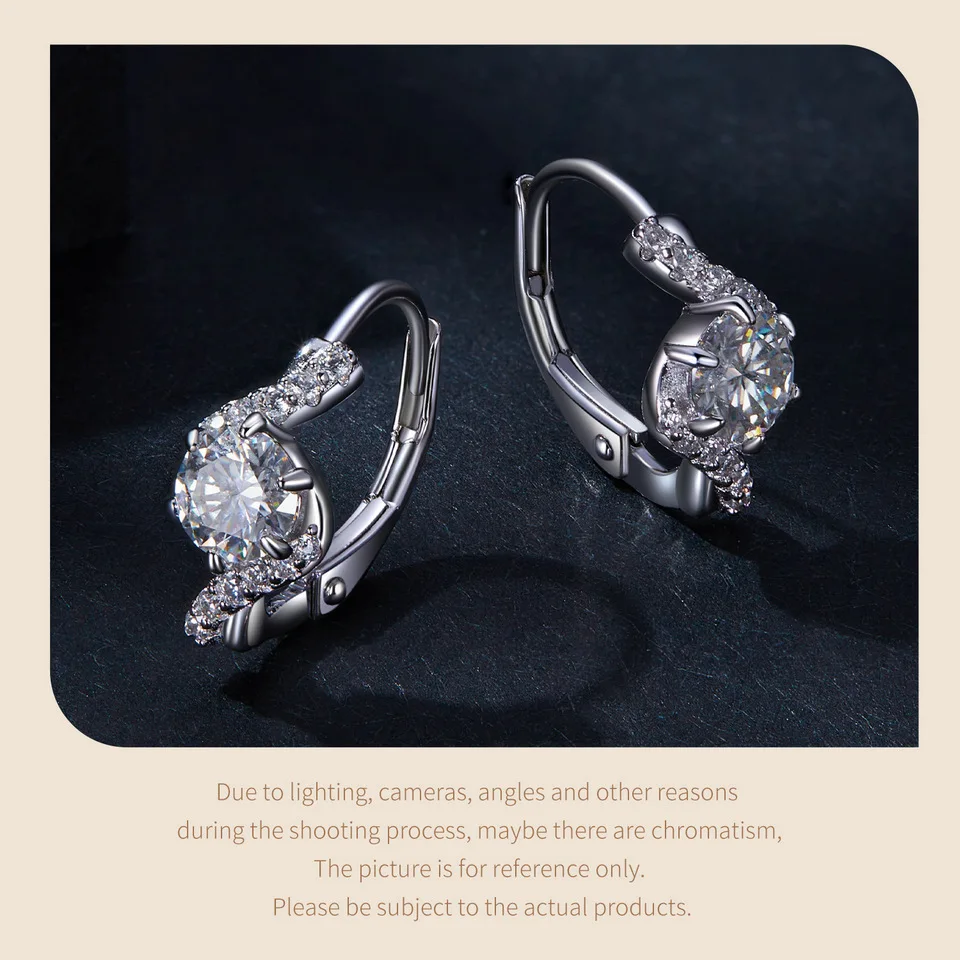 BAMOER Twisted Wave Hoop Earrings, 925 Sterling Silver Elegant Dazzling Moissanite Ear Buckles for Women Engagement Jewelry Gift