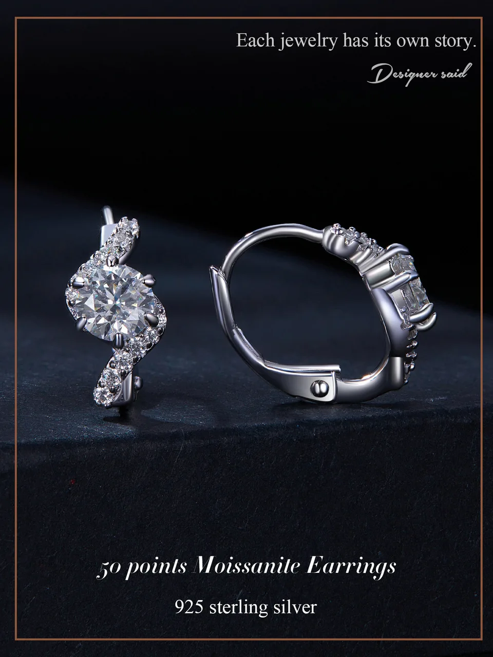 BAMOER Twisted Wave Hoop Earrings, 925 Sterling Silver Elegant Dazzling Moissanite Ear Buckles for Women Engagement Jewelry Gift