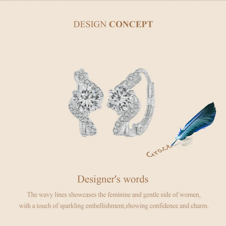 BAMOER Twisted Wave Hoop Earrings, 925 Sterling Silver Elegant Dazzling Moissanite Ear Buckles for Women Engagement Jewelry Gift