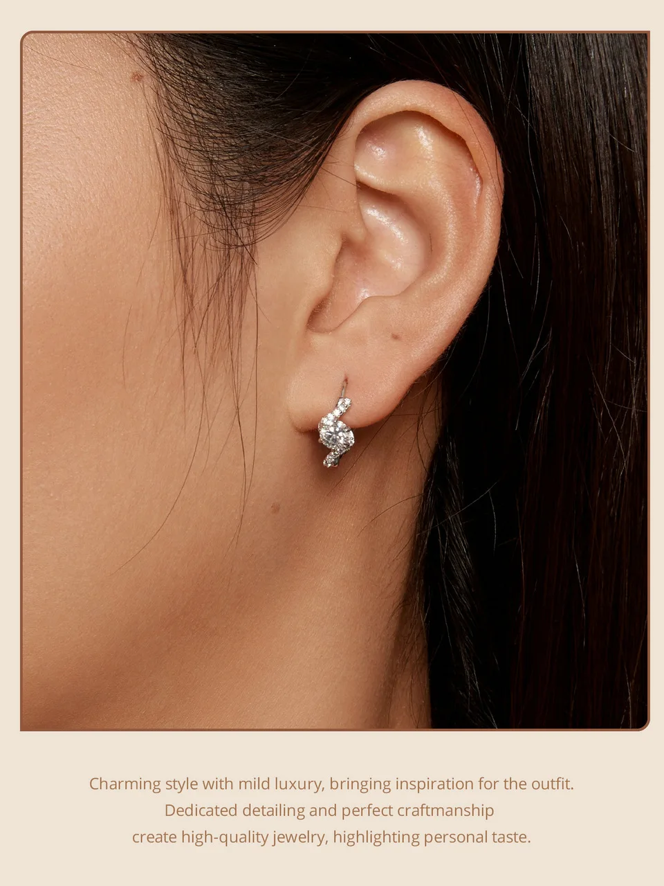 BAMOER Twisted Wave Hoop Earrings, 925 Sterling Silver Elegant Dazzling Moissanite Ear Buckles for Women Engagement Jewelry Gift