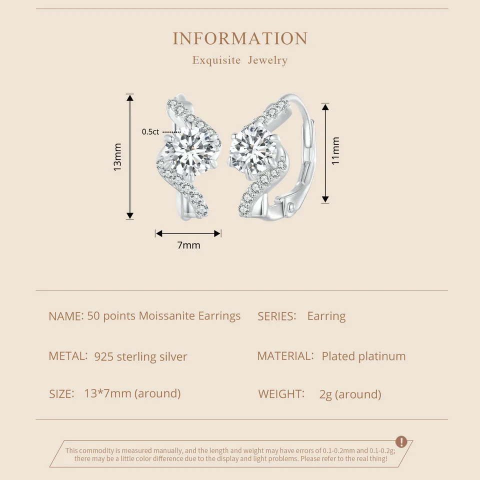 BAMOER Twisted Wave Hoop Earrings, 925 Sterling Silver Elegant Dazzling Moissanite Ear Buckles for Women Engagement Jewelry Gift