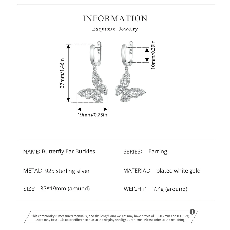 Butterfly Hoop Earrings Dangle Charm