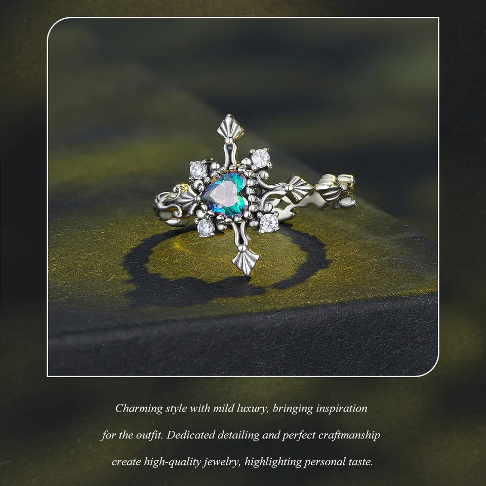 Cross Ring Retro Heart