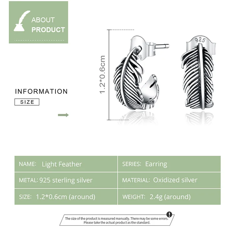 Dazzling Light Feather Stud Earrings