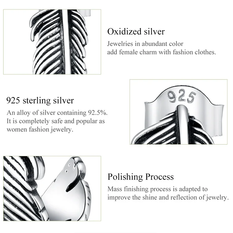 Dazzling Light Feather Stud Earrings