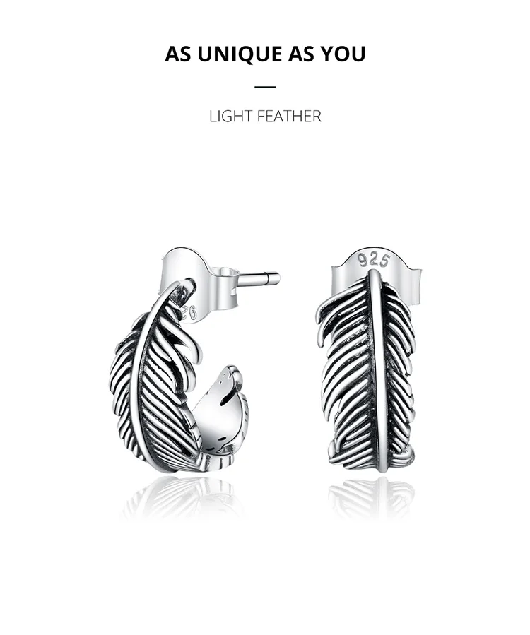 Dazzling Light Feather Stud Earrings