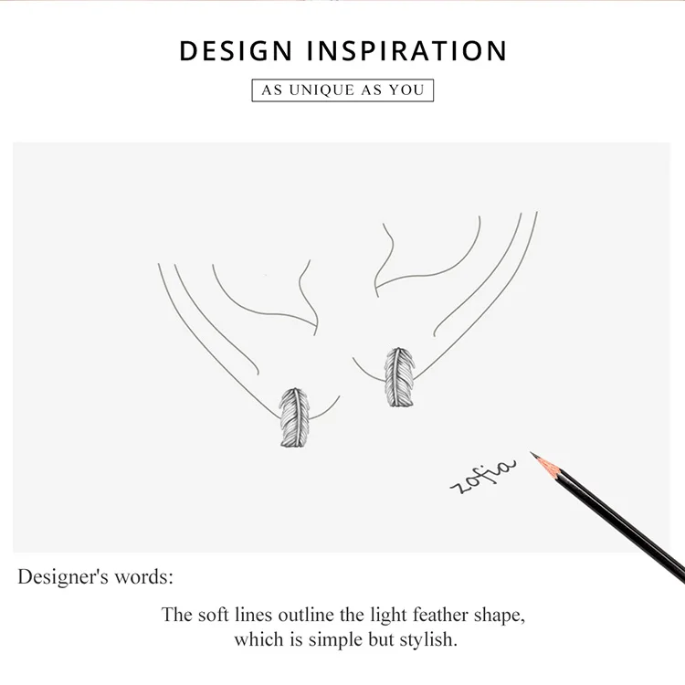 Dazzling Light Feather Stud Earrings