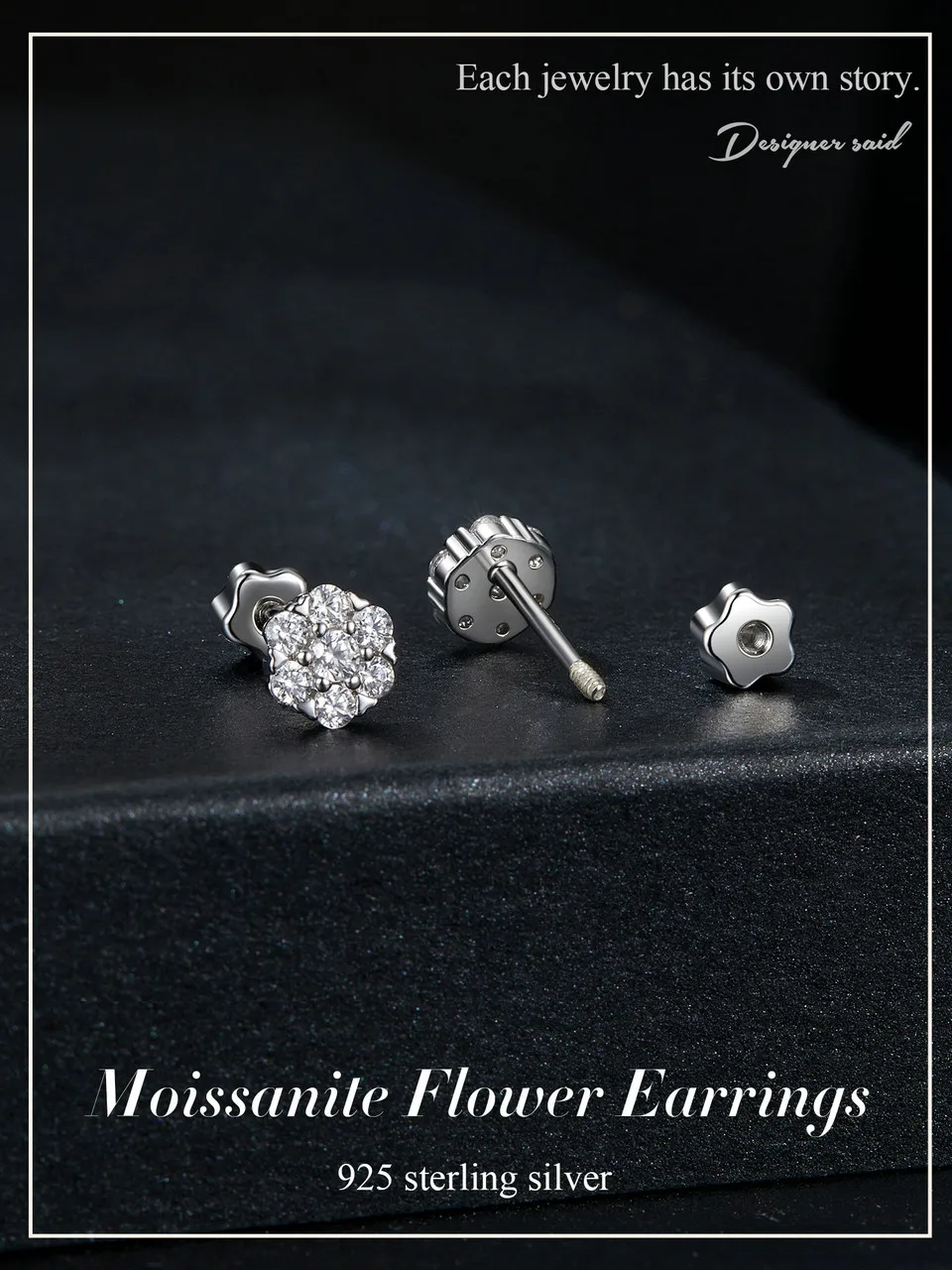 Flower Moissanite Stud Earrings
