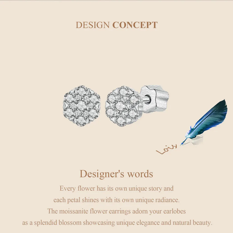 Flower Moissanite Stud Earrings