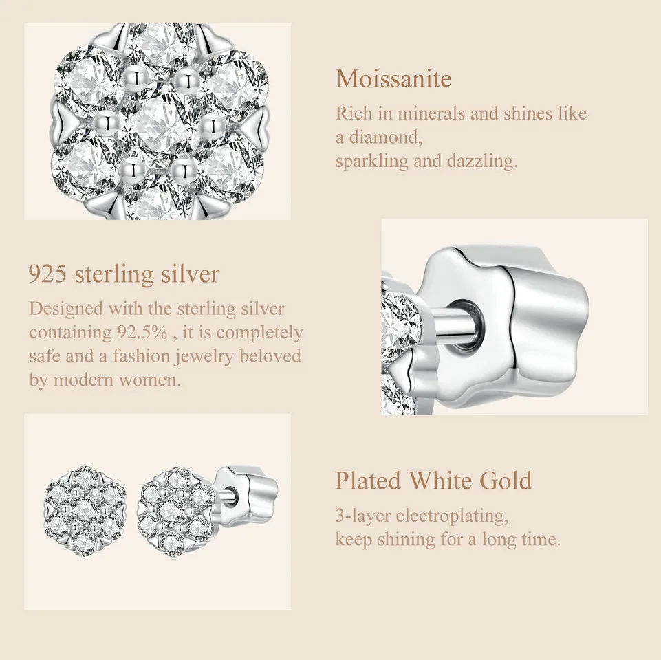 Flower Moissanite Stud Earrings