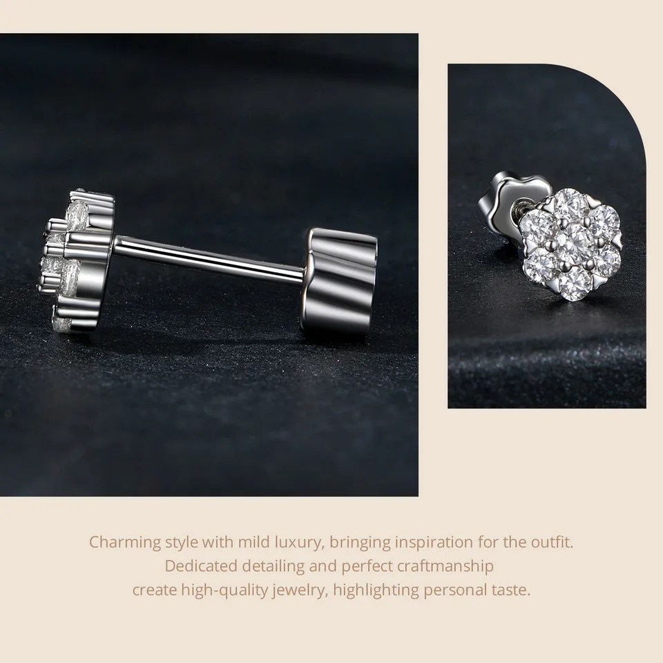 Flower Moissanite Stud Earrings