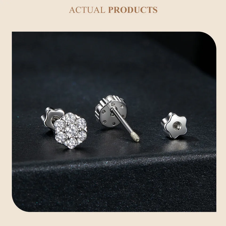 Flower Moissanite Stud Earrings