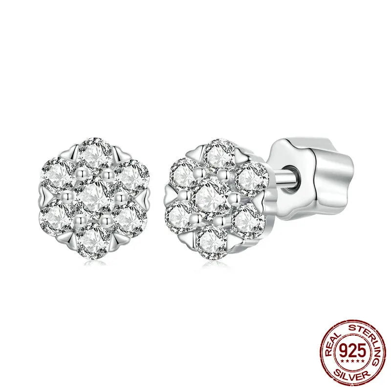 Flower Moissanite Stud Earrings