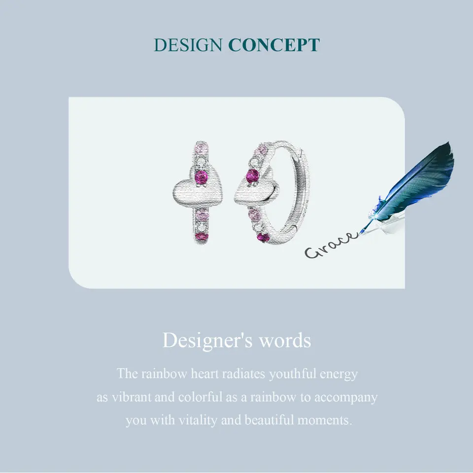 Heart Rainbow Hoop Earrings