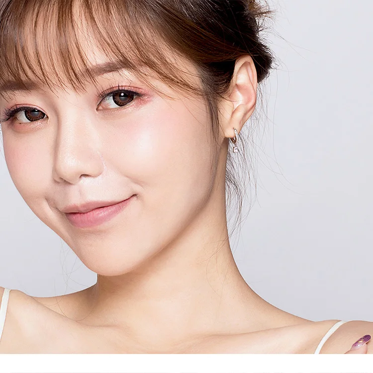 Hoop Earrings With Charm Solid Sterling Silver