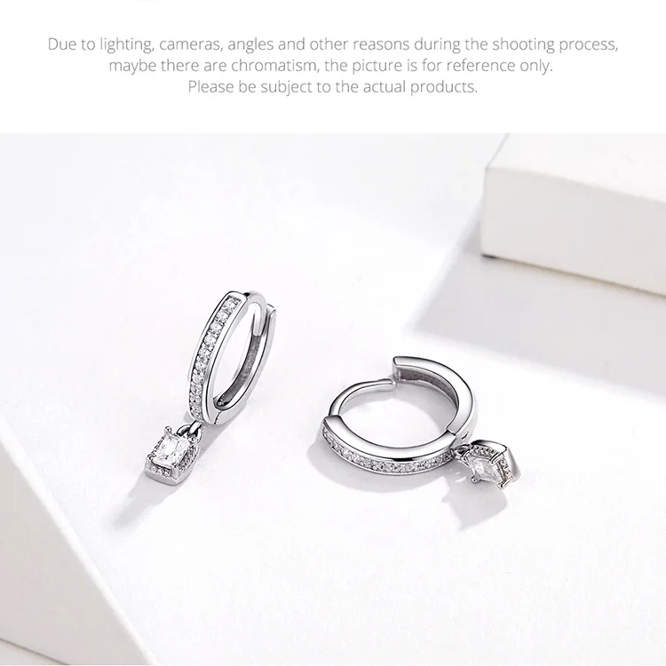 Hoop Earrings With Charm Solid Sterling Silver