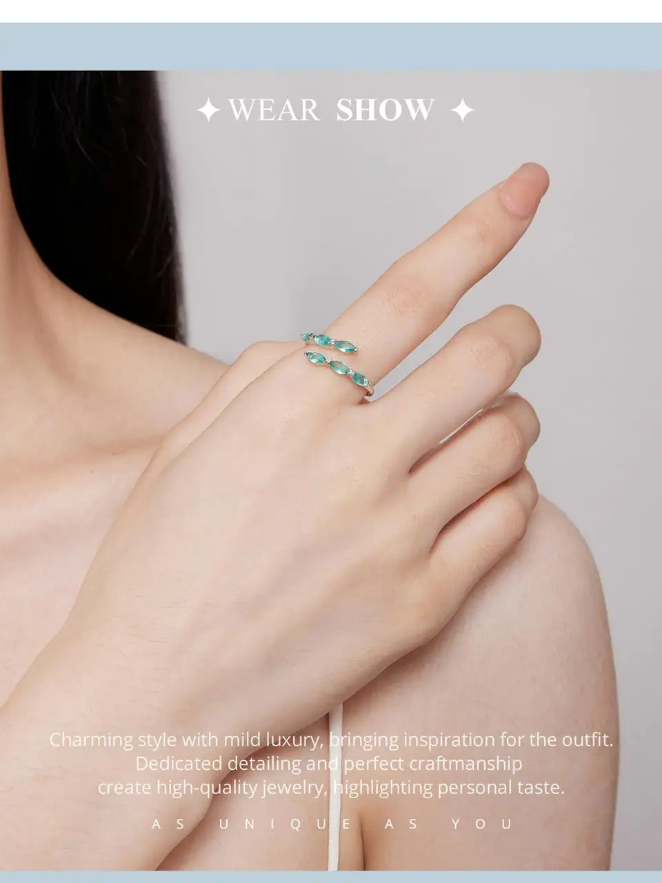 Light Green Glass Opening Ring