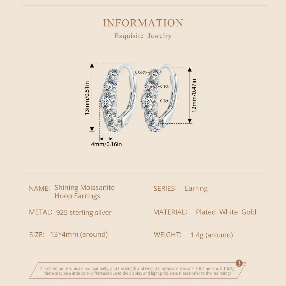 Shining Moissanite Hoop Earrings