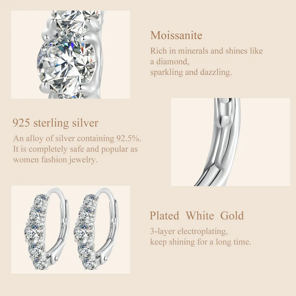 Shining Moissanite Hoop Earrings