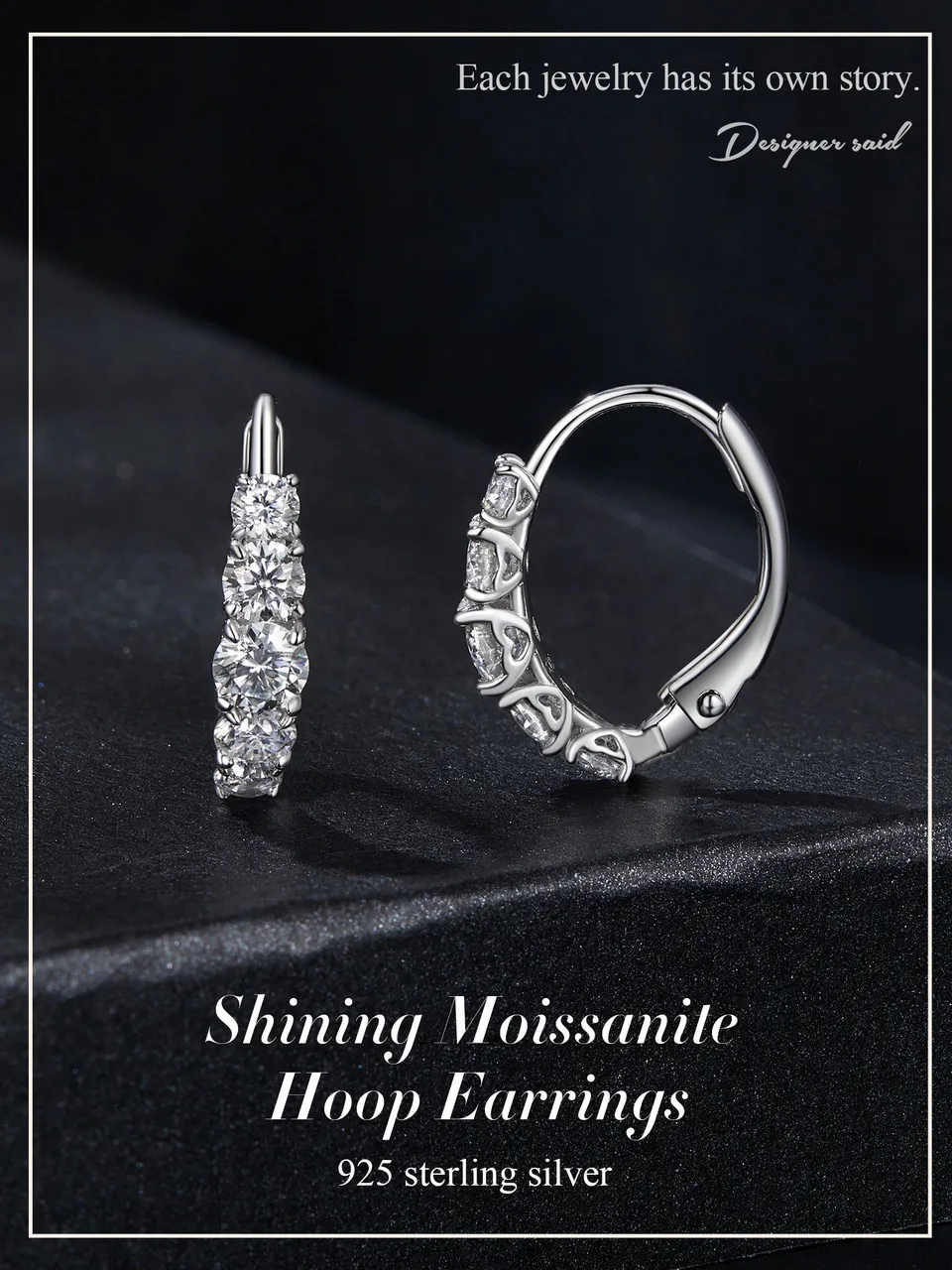 Shining Moissanite Hoop Earrings