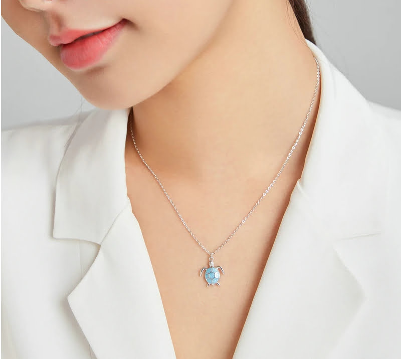Sky Blue Turtle Necklace https://luxynor.com Sky Blue Turtle Necklace