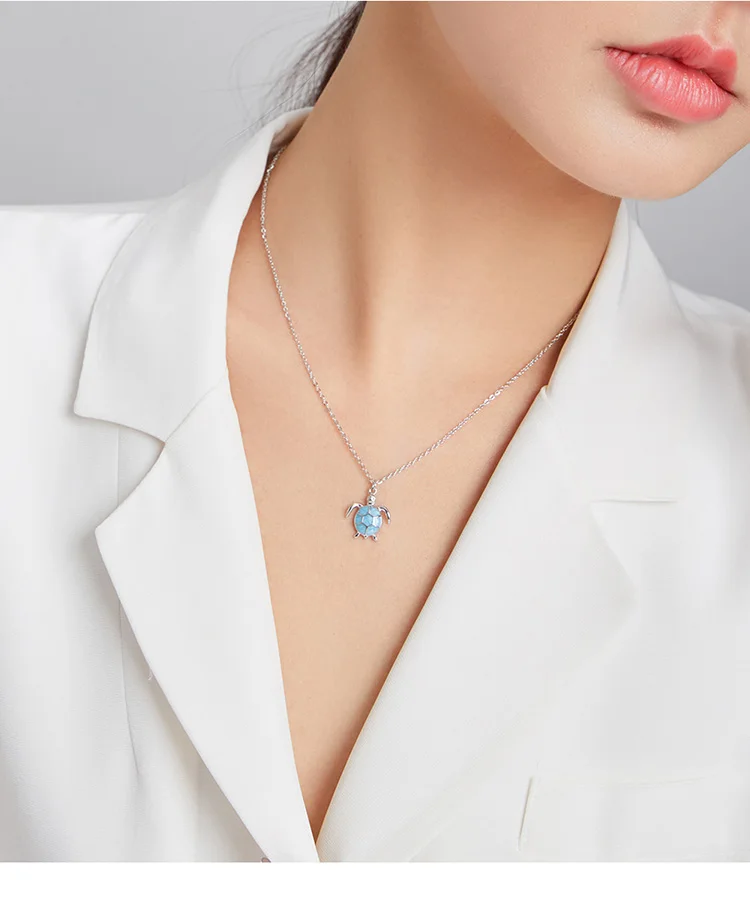 Sky Blue Turtle Necklace