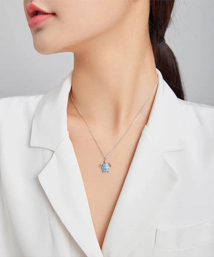 Sky Blue Turtle Necklace