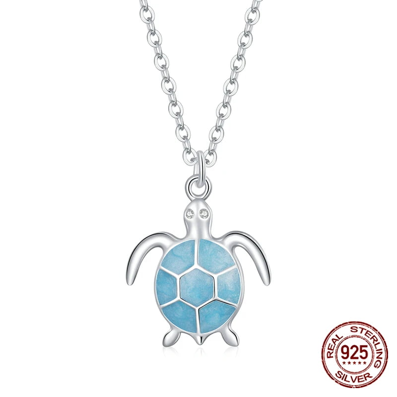 Sky Blue Turtle Necklace