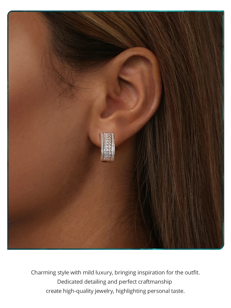 Sparkling Cube Ear Buckles, White Gold Plated Hypoallergenic