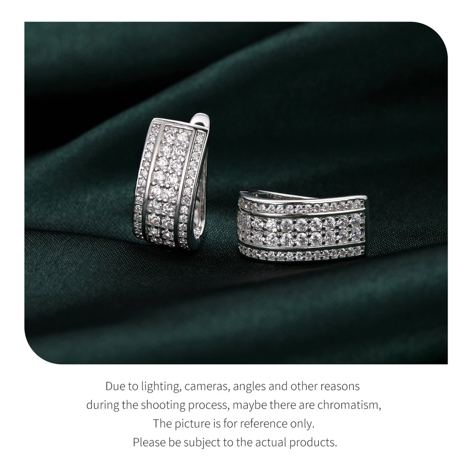 Sparkling Cube Ear Buckles, White Gold Plated Hypoallergenic