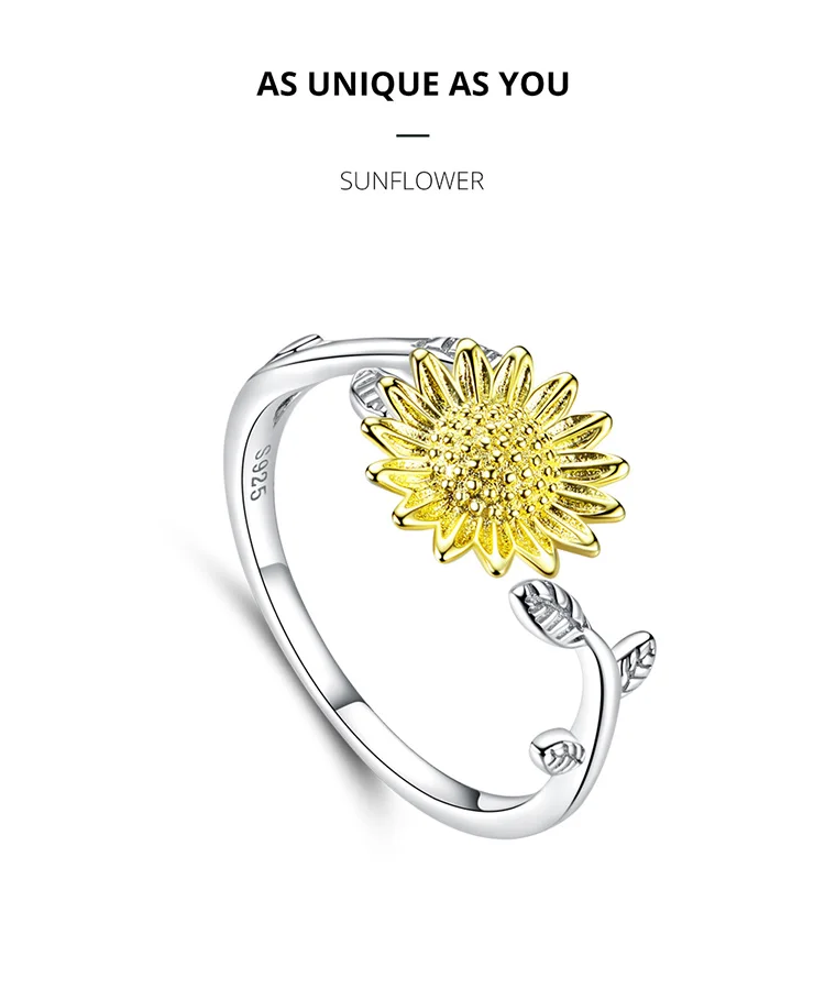 Sunflower Ring 925 Sterling Silver