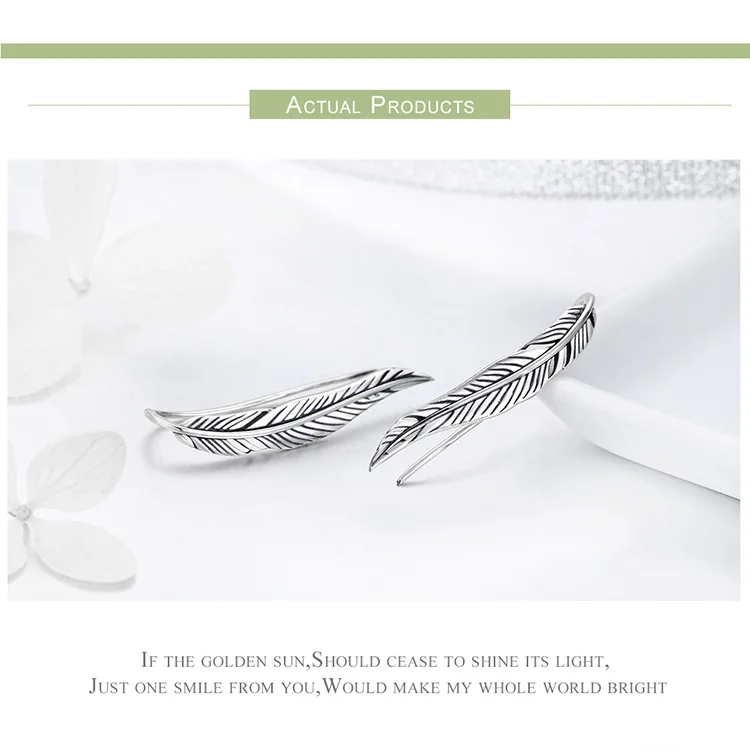 Vintage Feather Wings Cuff Drop Earrings