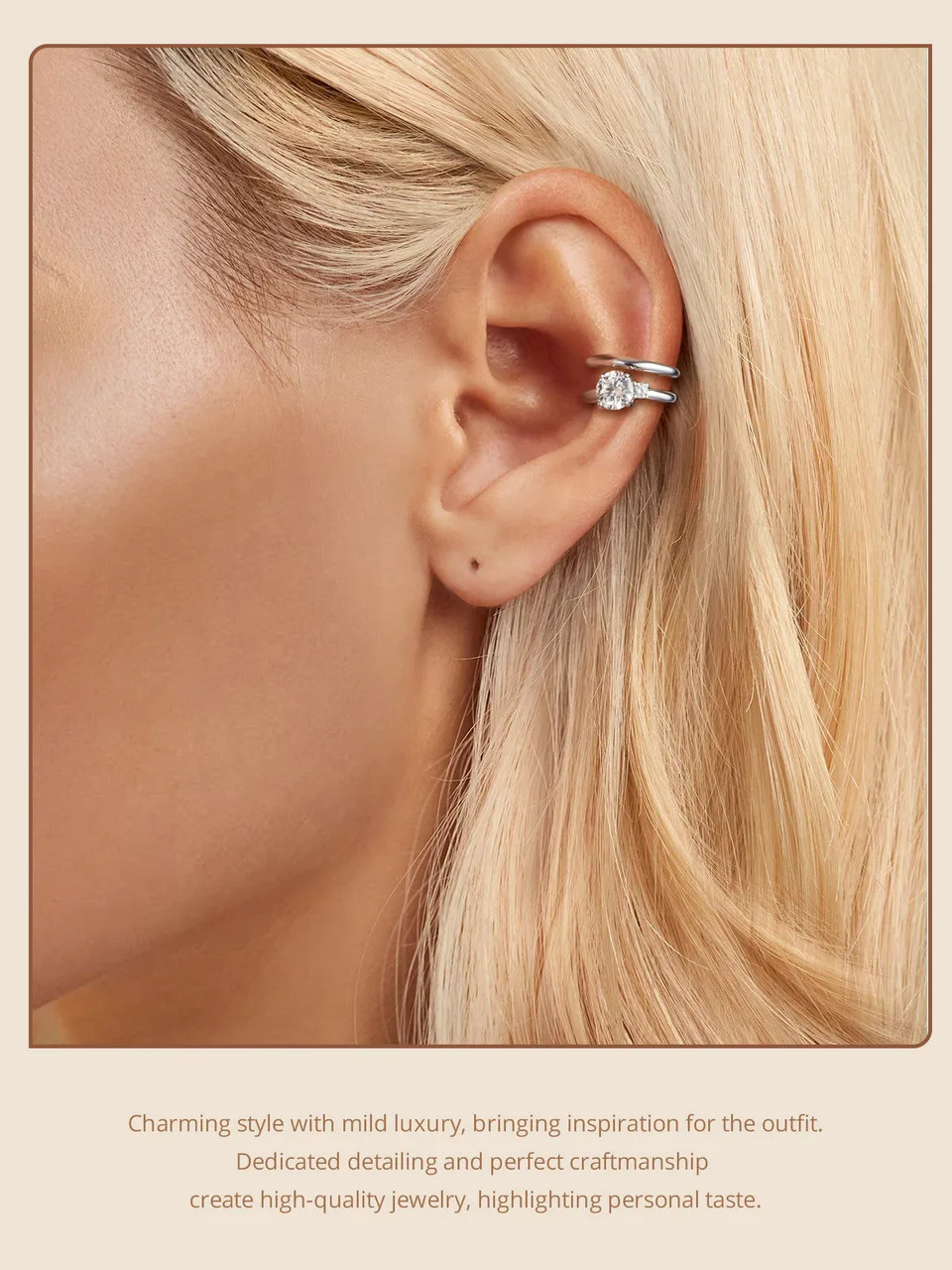 White Gold Plated Double-layered Mojssanite