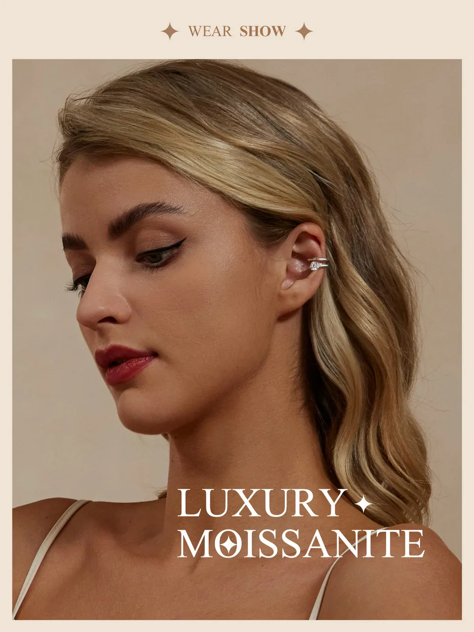 White Gold Plated Double-layered Mojssanite