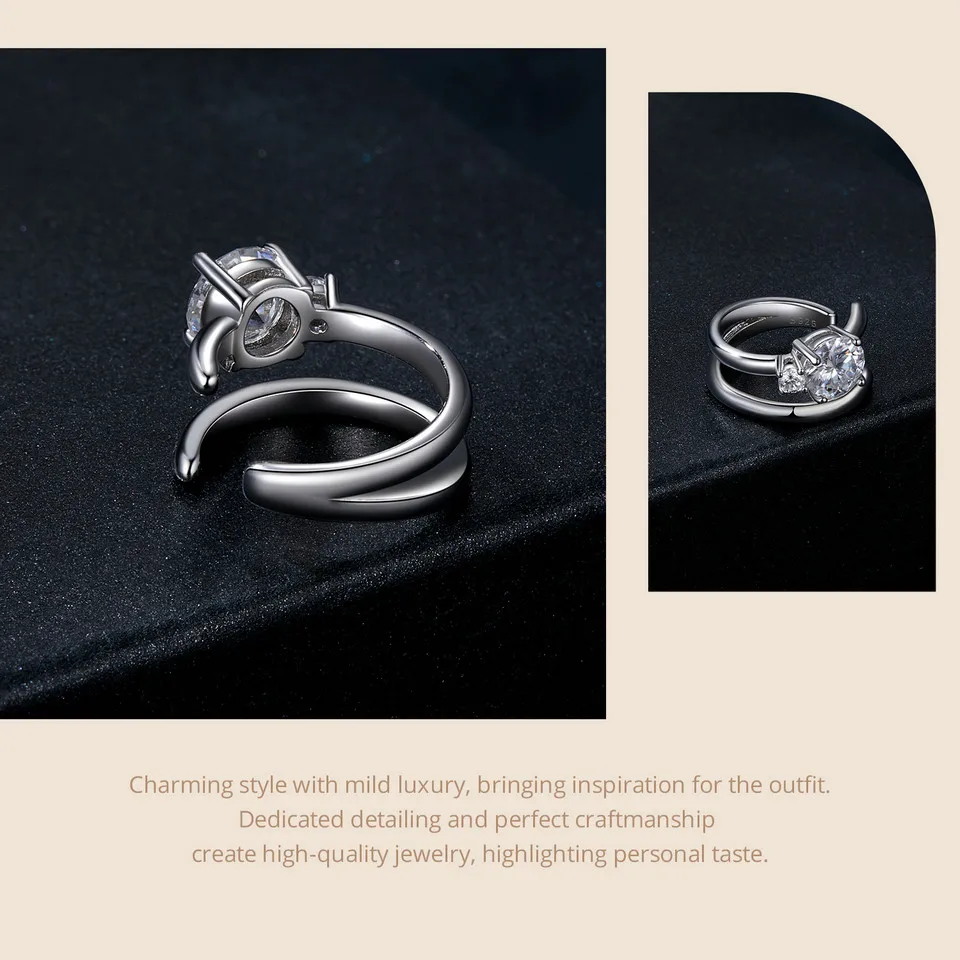 White Gold Plated Double-layered Mojssanite