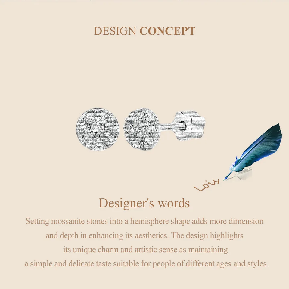 White Gold Plated Hemisphere Moissanite Earrings