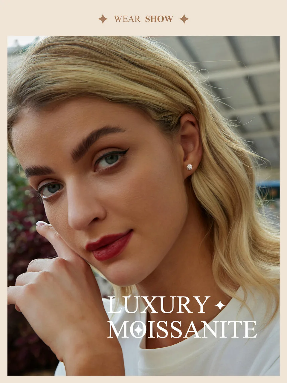 White Gold Plated Hemisphere Moissanite Earrings