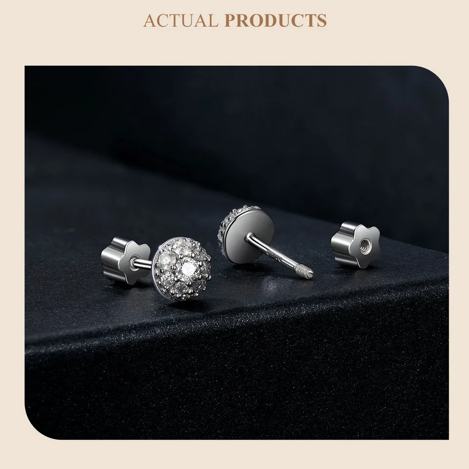 White Gold Plated Hemisphere Moissanite Earrings