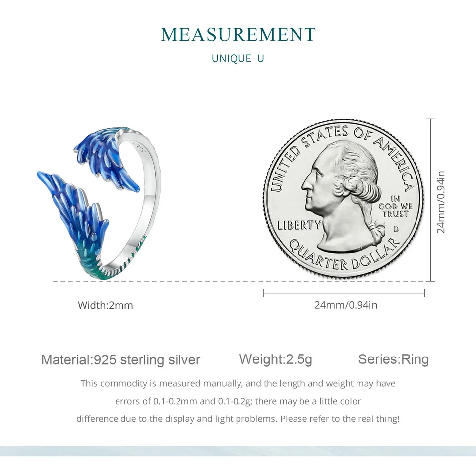 Wing Ring Blue Enamel