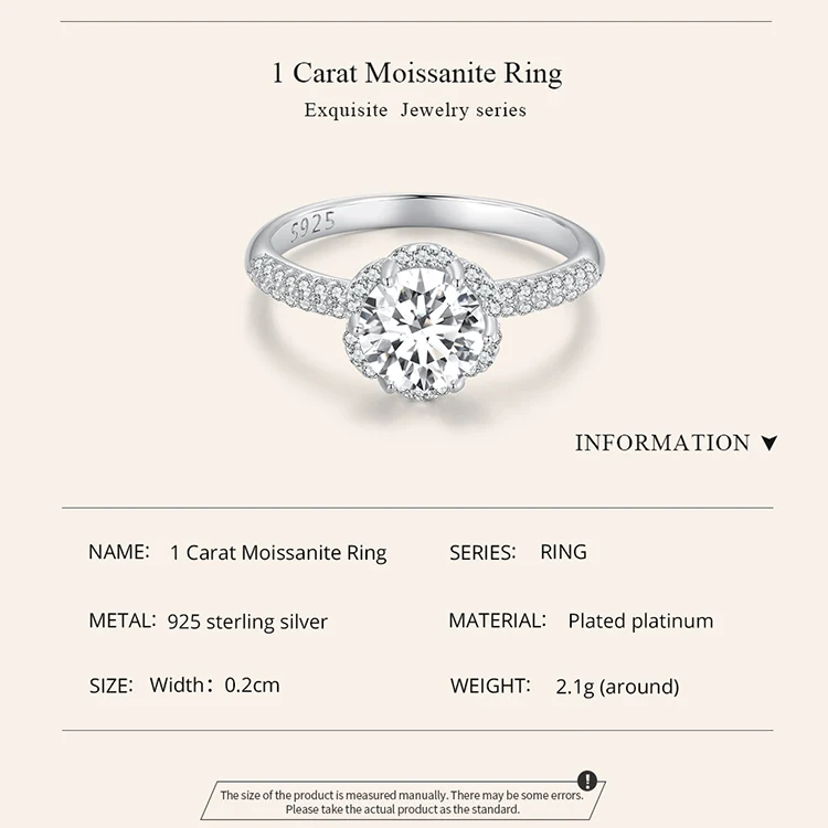 1 Carat Moissanite Ring