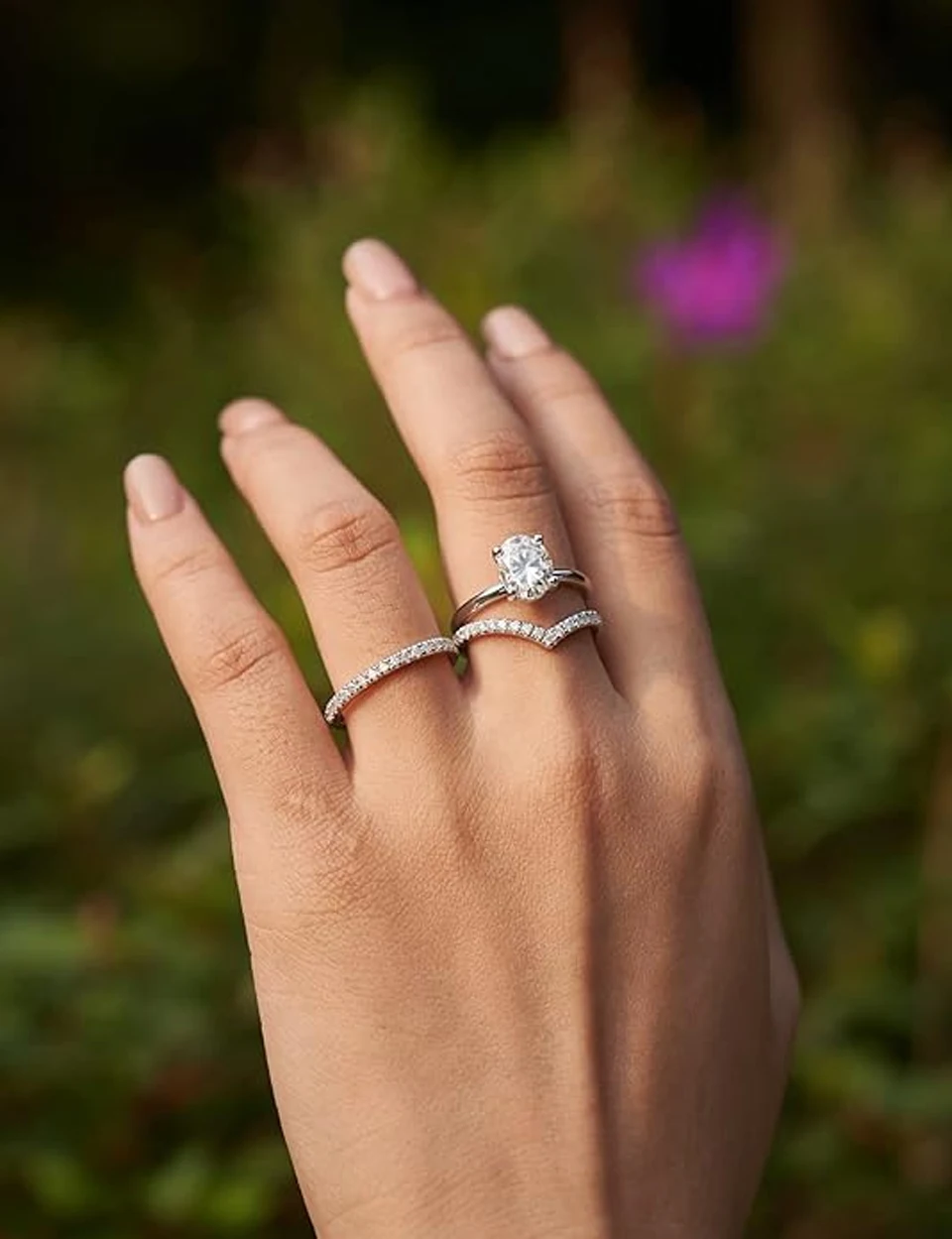 1CT Moissanite Ring with 18K White