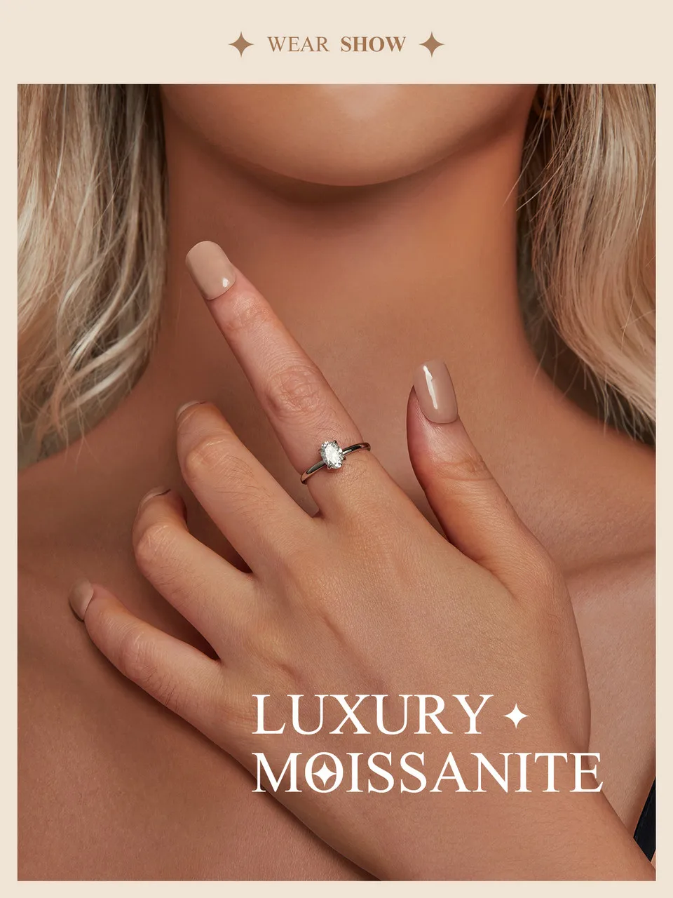 1CT Moissanite Ring with 18K White